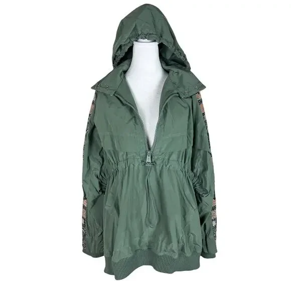 Free People FP Movement She Fly Anorak Windbreaker Hooded Jacket Oversize Sz XS - Picture 4 of 11
